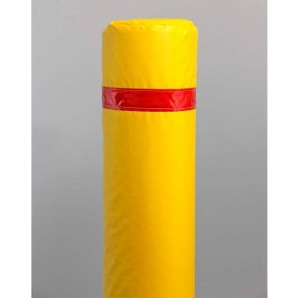 Innoplast, Inc 40" Soft Polyethylene Bollard Cover -  Yellow Cover/Red Tapes BP-40-YR